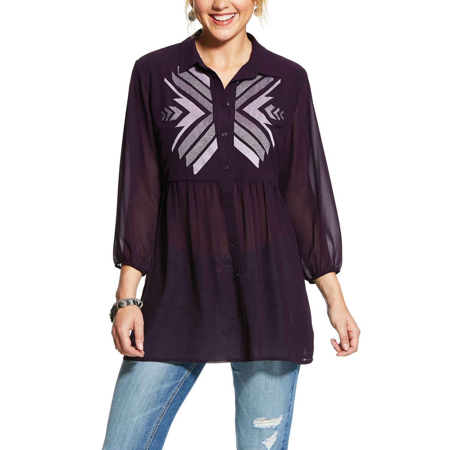 WMS AWAKENING 3/4 SLV TUNIC IRI