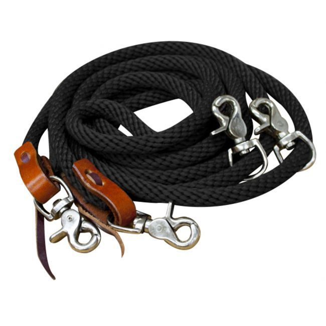 Showman 11 ft Round Braided Nylon Draw Reins