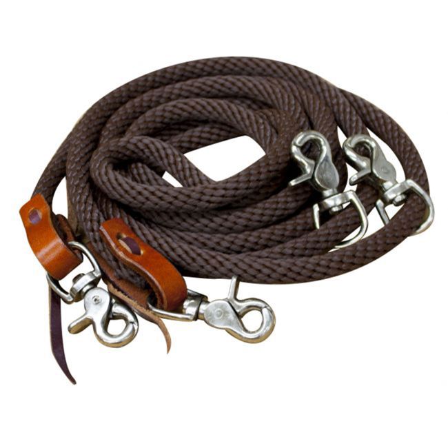 Showman 11 ft Round Braided Nylon Draw Reins