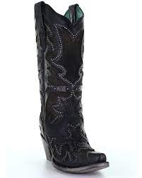 Corral Boots Ladies Black Inlay & Embroidery & Studs Boots