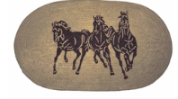 3-Horse Jute Rug, 30"x 50", Light Chocolate