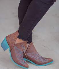 Circle G Ladies Cognac Embroidery Ankle Bootie