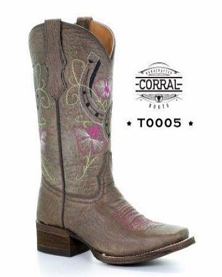 Corral Boots Teen Brown Horseshoe Embroidery Boots