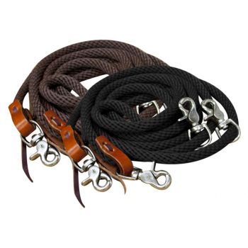 Showman 11 ft Round Braided Nylon Draw Reins