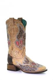 Corral Boots Ladies Side Wing & Cross Sq Toe Rodeo