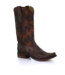 Corral Boots Men's Brown Python Overlay Sq. Toe Boots