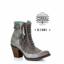 Corral Boos Grey Studs & Fringed Ankle Bootie