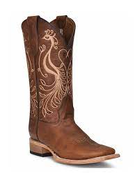 Corral Boots Ladies Brown & Beige Peacock Embroidery Boots
