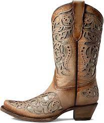 Corral Boots Teen Beige Embroidery & Inlay