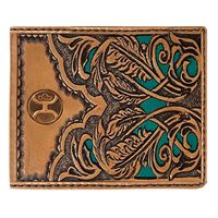 Hooey "Phoenix" Hand Tooled Feather Filigree Bifold Wallet